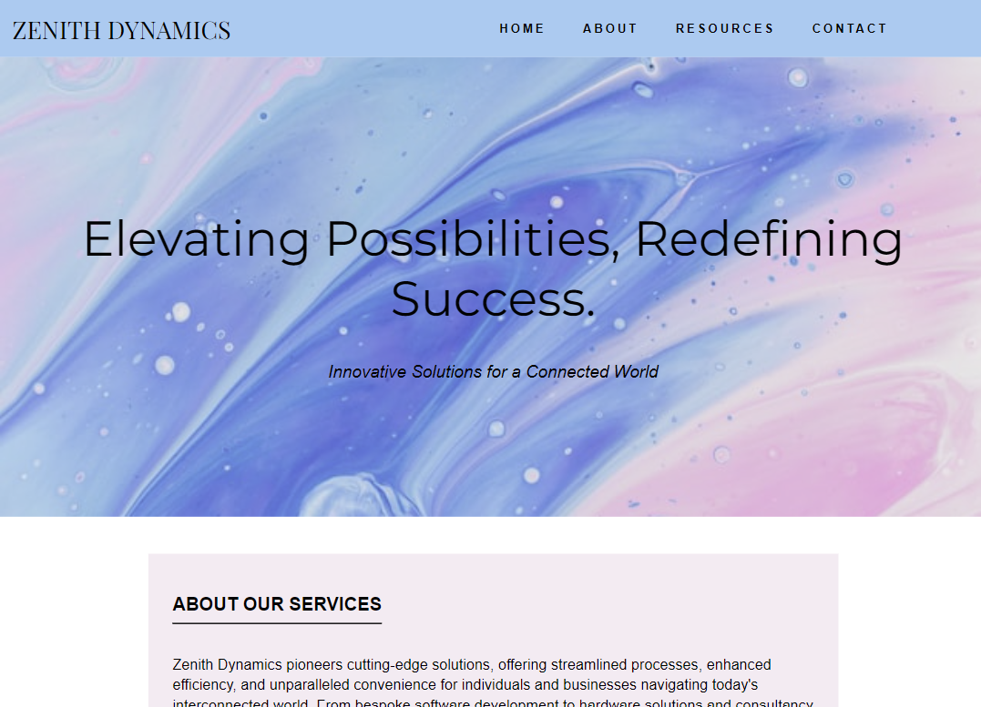 zenith dynamics landing page